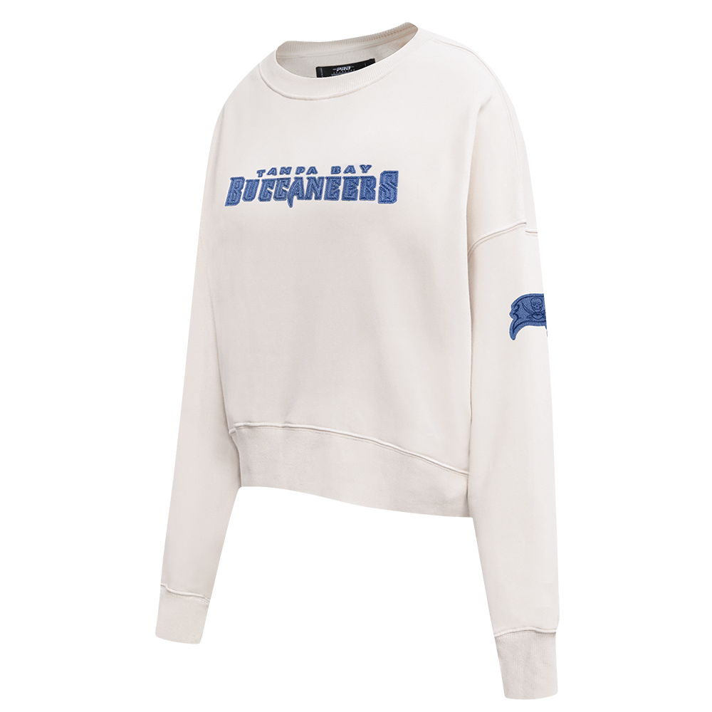 SUDADERA DE CUELLO REDONDO NFL TAMPA BAY BUCCANEERS VARSITY BLUES PARA MUJER