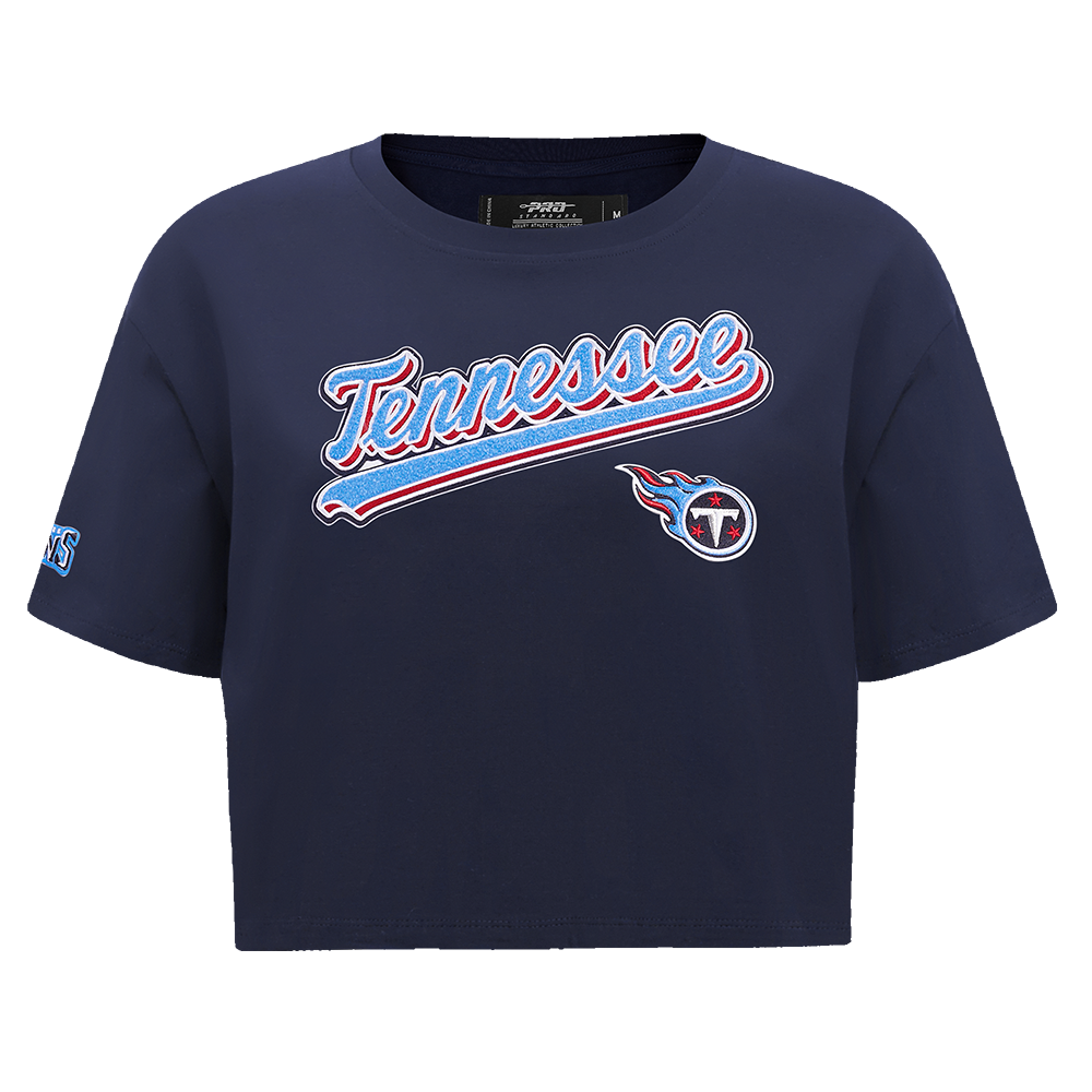 PLAYERA CROP NFL TENNESSEE TITANS SCRIPT TAIL PARA MUJER