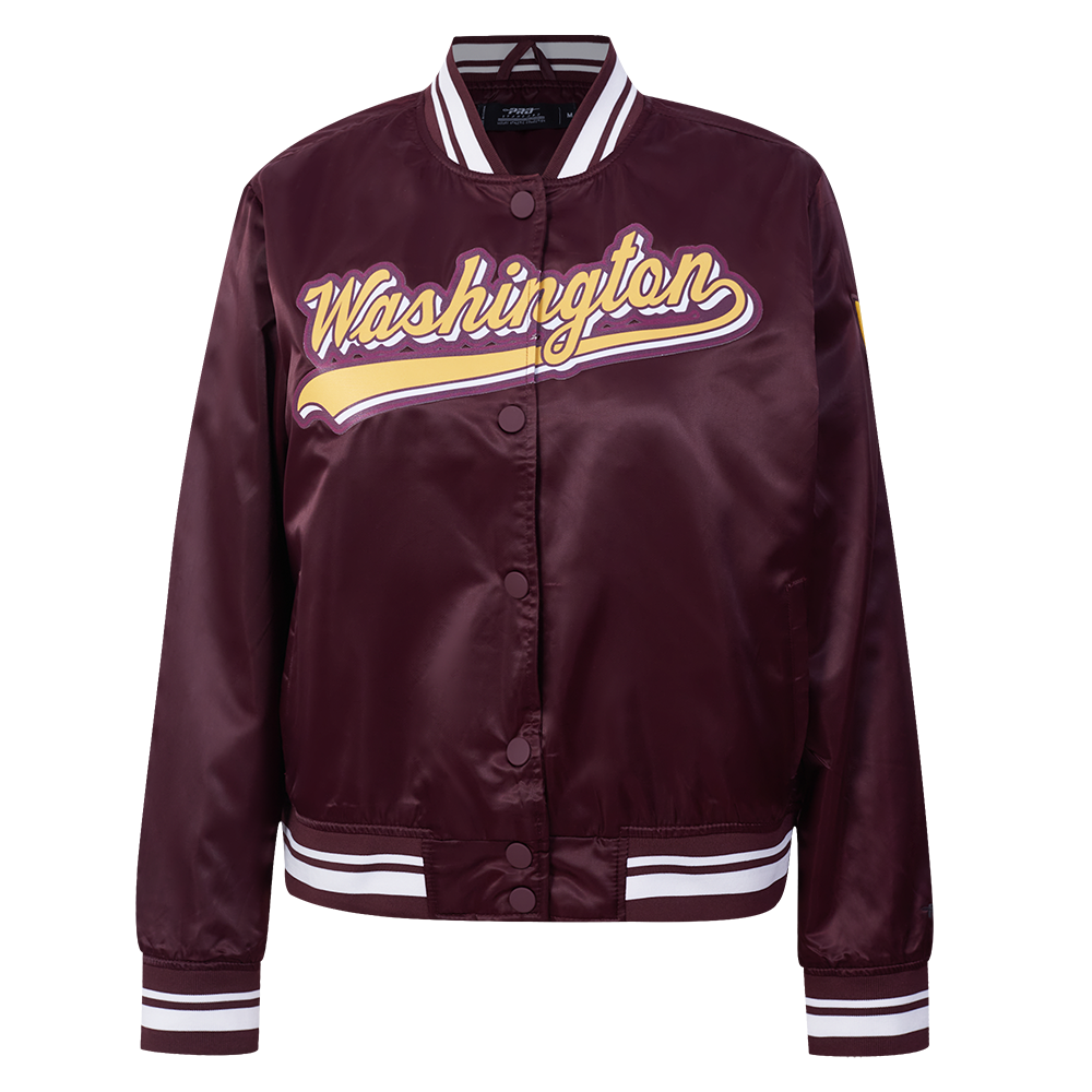 CHAMARRA DE SATÍN NFL WASHINGTON COMMANDERS SCRIPT TAIL PARA MUJER