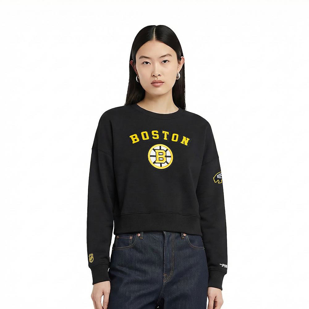 SUDADERA DE CUELLO REDONDO NHL BOSTON BRUINS CLASSIC CHENILLE PARA MUJER