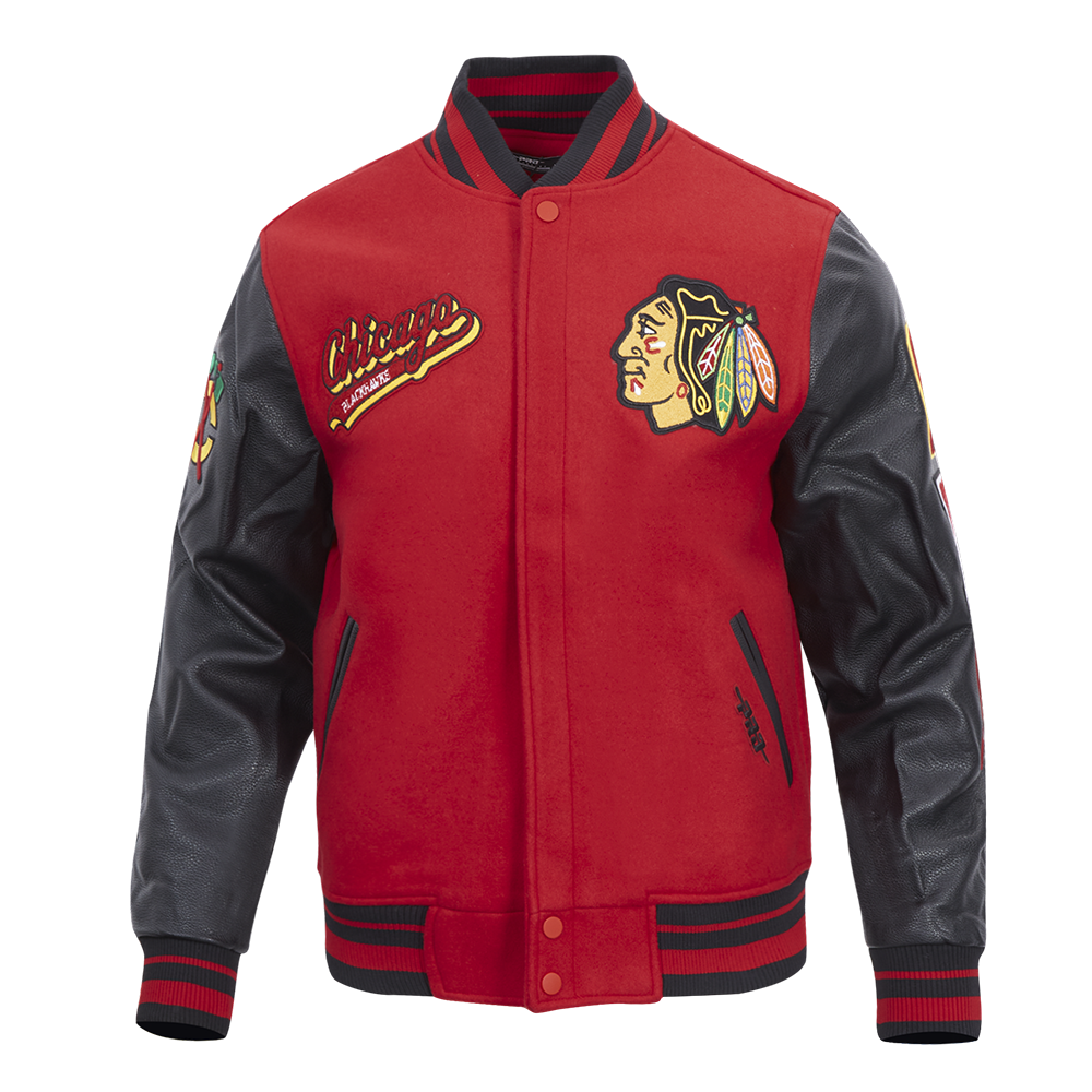 CHAMARRA UNIVERSITARIA NHL CHICAGO BLACKHAWKS SCRIPT TAIL