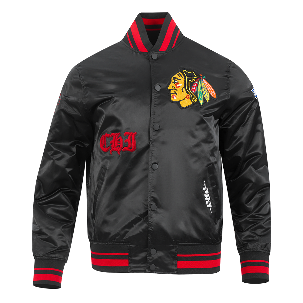 CHAMARRA DE SATÍN NHL CHICAGO BLACKHAWKS OLD ENGLISH