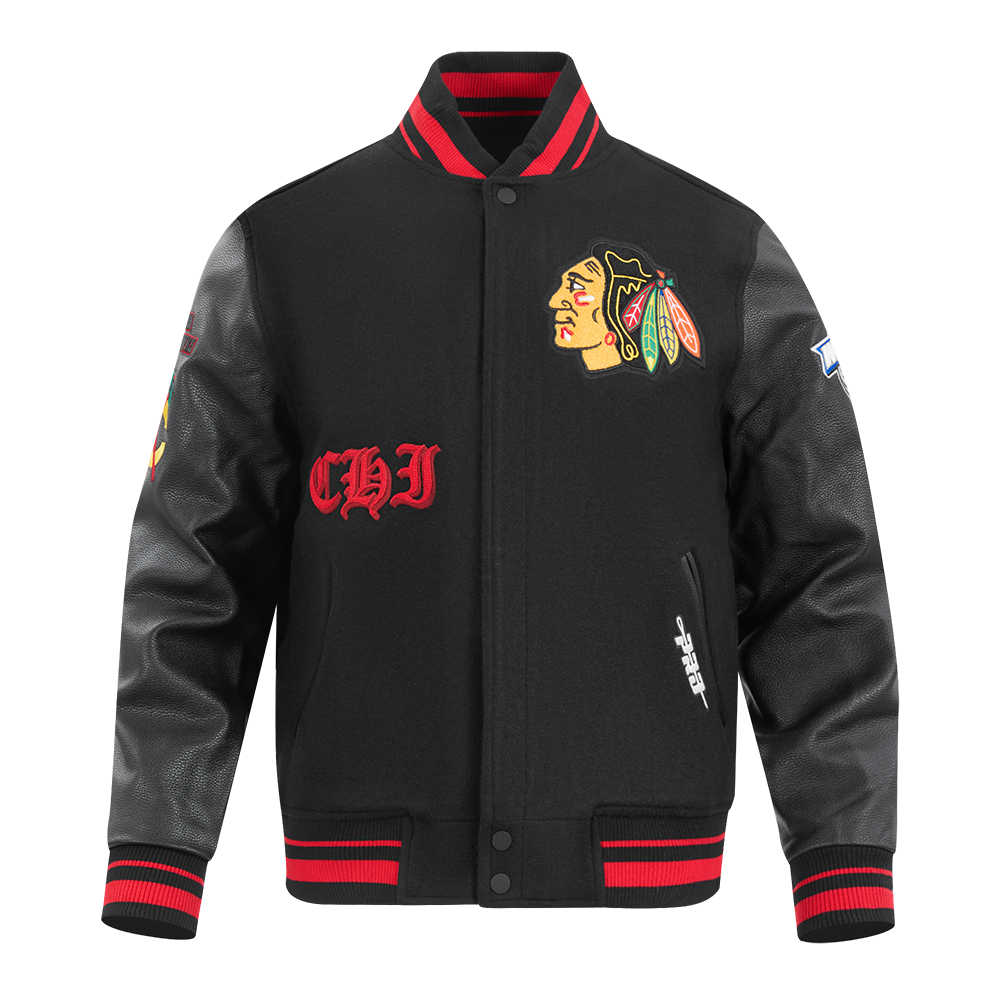 CHAMARRA UNIVERSITARIA NHL CHICAGO BLACKHAWKS OLD ENGLISH