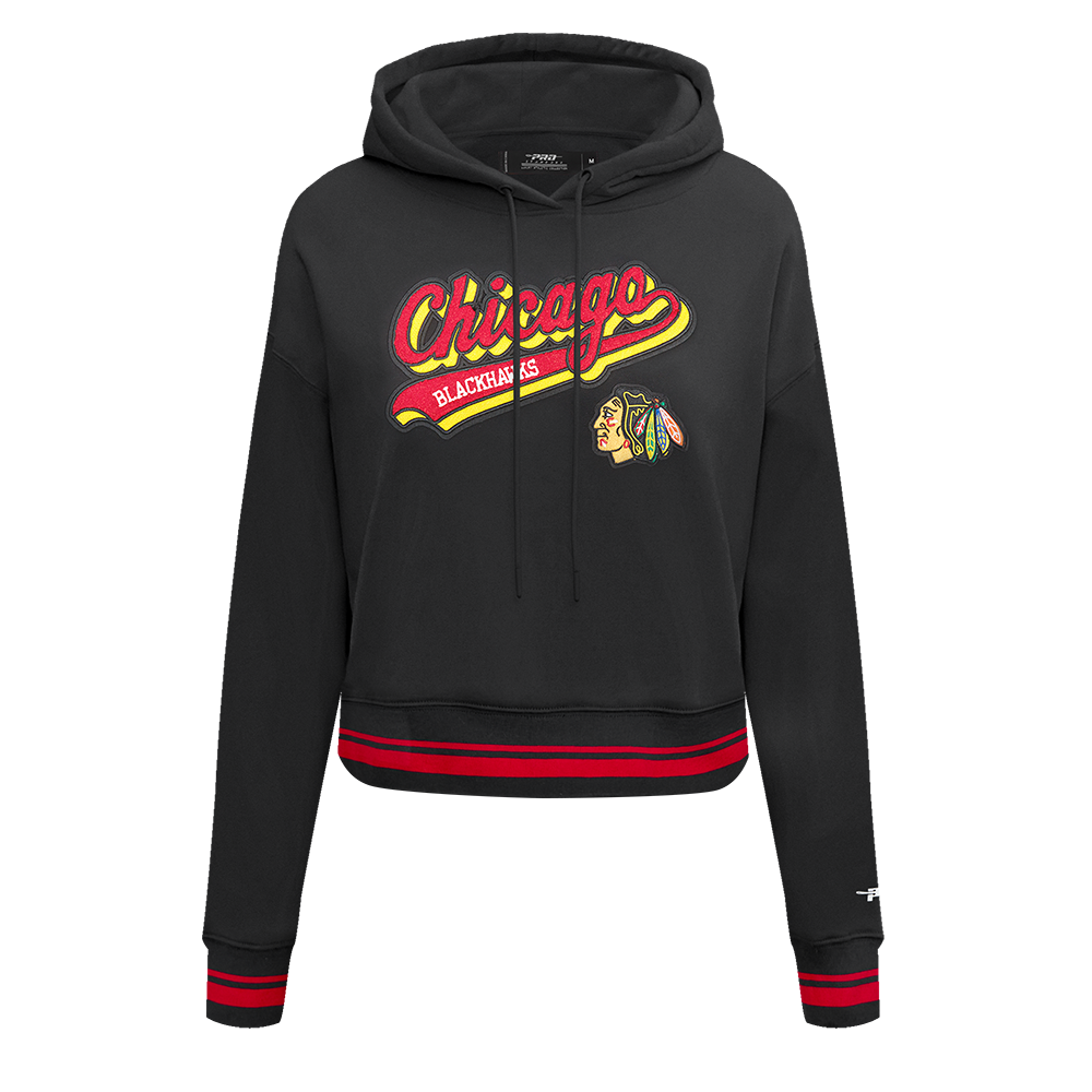 SUDADERA CON GORRO NHL CHICAGO BLACKHAWKS SCRIPT TAIL PARA MUJER