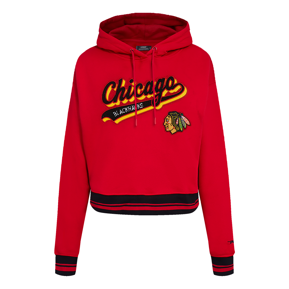 SUDADERA CON GORRO NHL CHICAGO BLACKHAWKS SCRIPT TAIL PARA MUJER