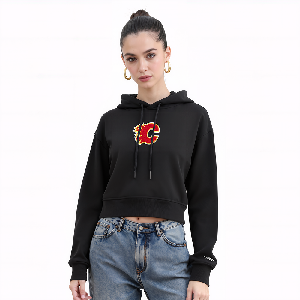 SUDADERA CON GORRO NHL CALGARY FLAMES CLASSIC CHENILLE PARA MUJER