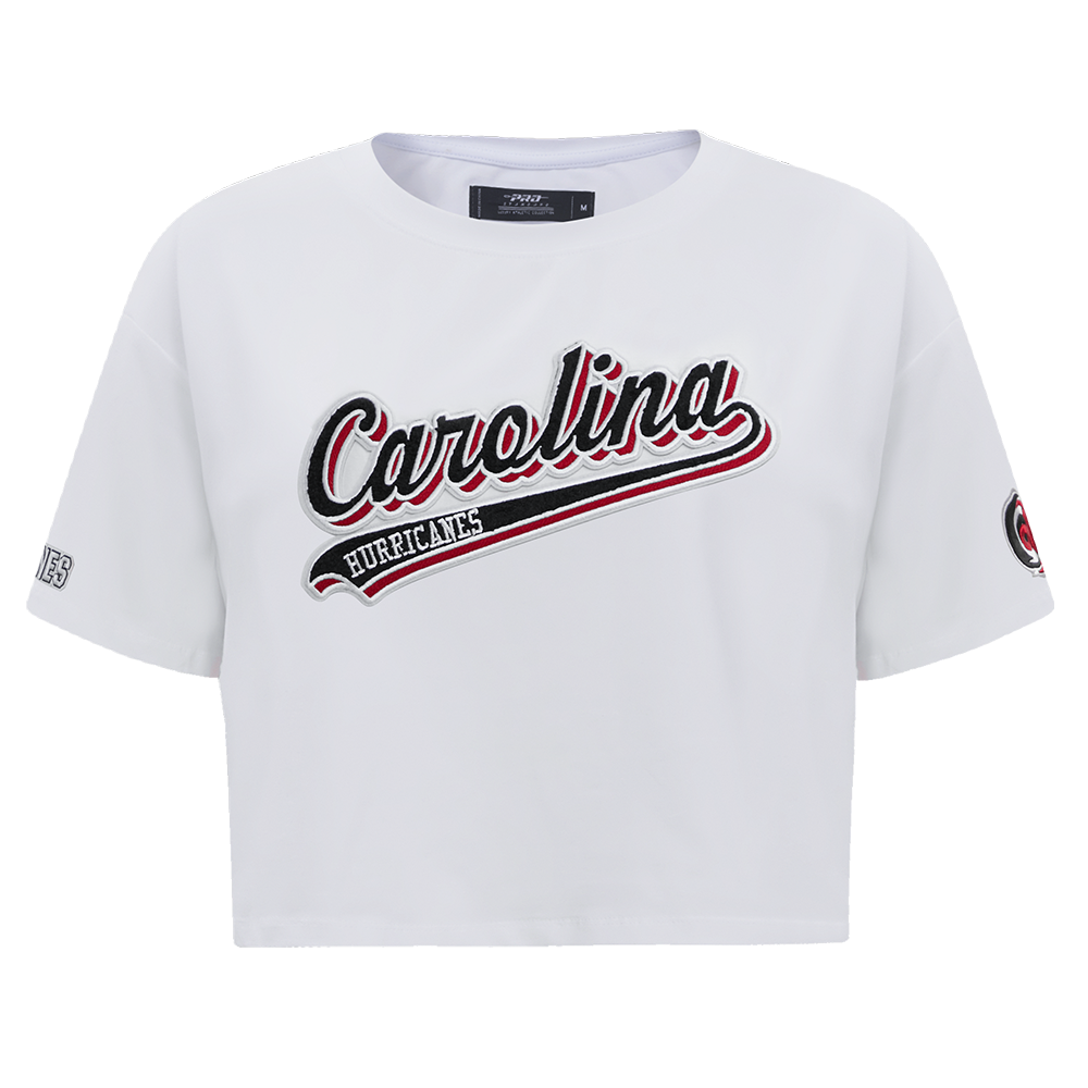 PLAYERA CROP NHL CAROLINA HURRICANES SCRIPT TAIL PARA MUJER
