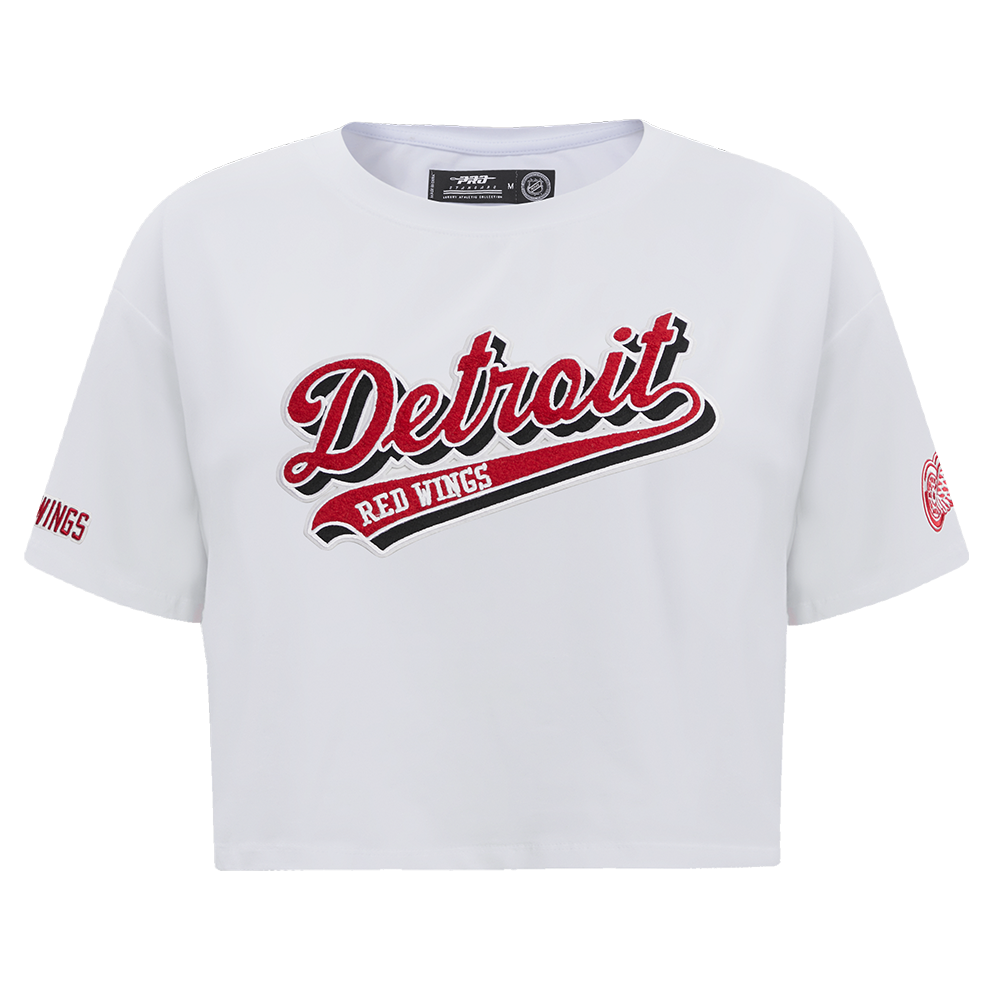 PLAYERA CROP NHL DETROIT RED WINGS SCRIPT TAIL PARA MUJER