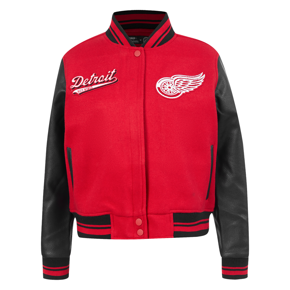 CHAMARRA UNIVERSITARIA NHL DETROIT RED WINGS SCRIPT TAIL PARA MUJER
