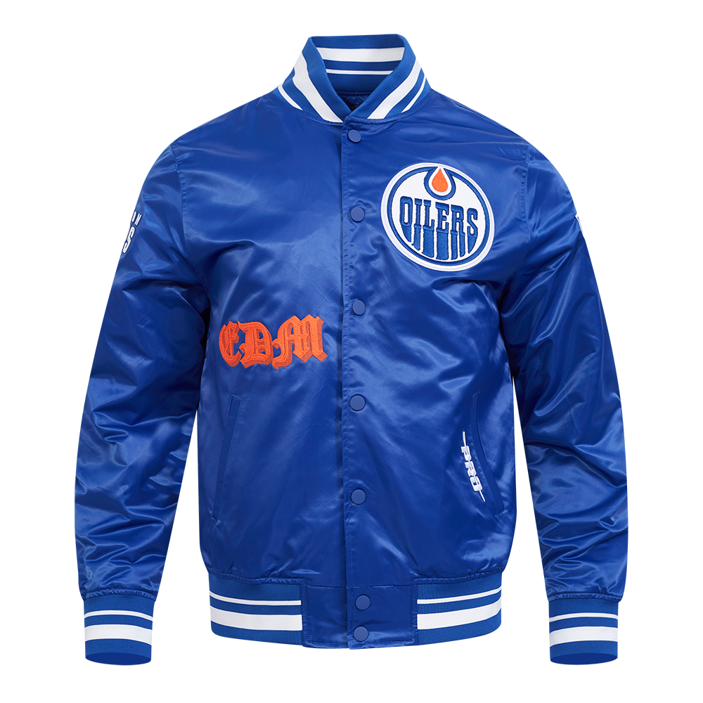 CHAMARRA DE SATÍN NHL EDMONTON OILERS OLD ENGLISH