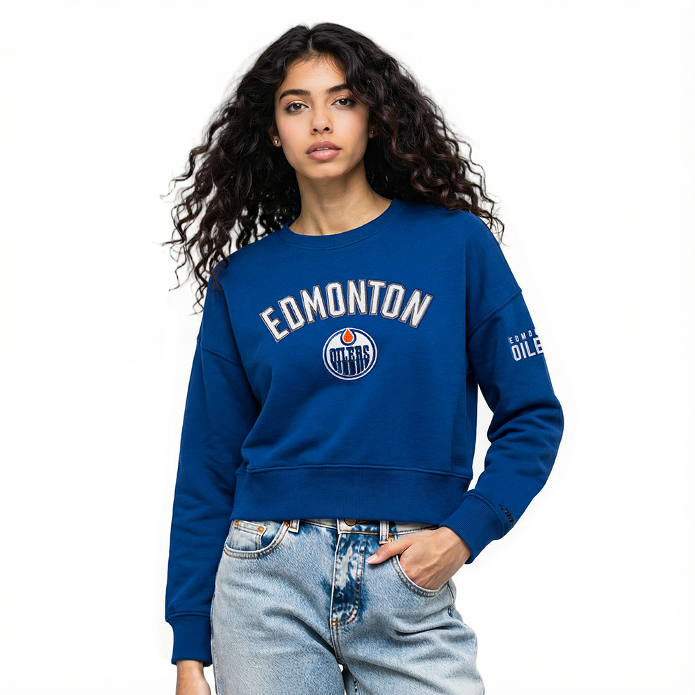 SUDADERA DE CUELLO REDONDO NHL EDMONTON OILERS CLASSIC CHENILLE PARA MUJER