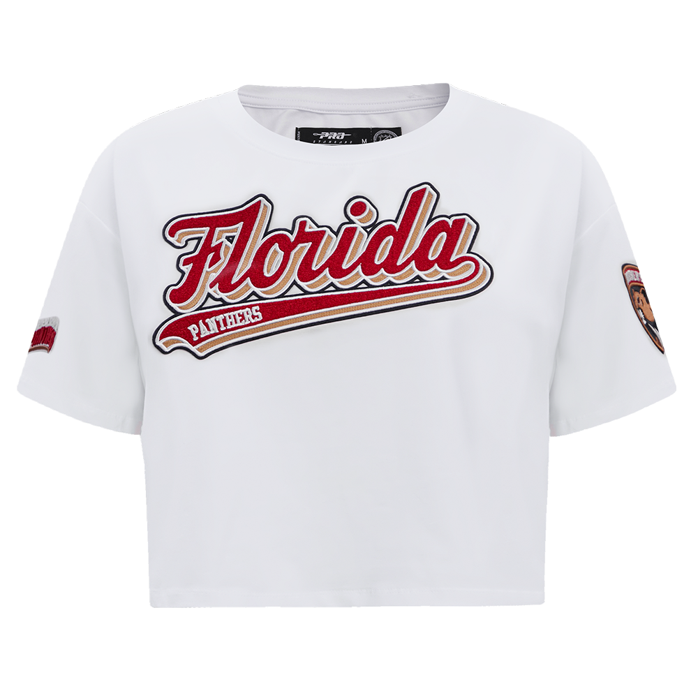 PLAYERA CROP NHL FLORIDA PANTHERS SCRIPT TAIL PARA MUJER