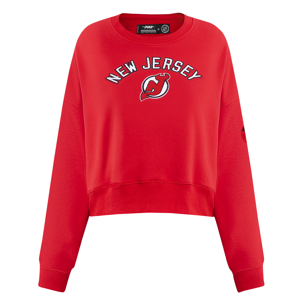 SUDADERA DE CUELLO REDONDO NHL NEW JERSEY DEVILS CLASSIC CHENILLE PARA MUJER