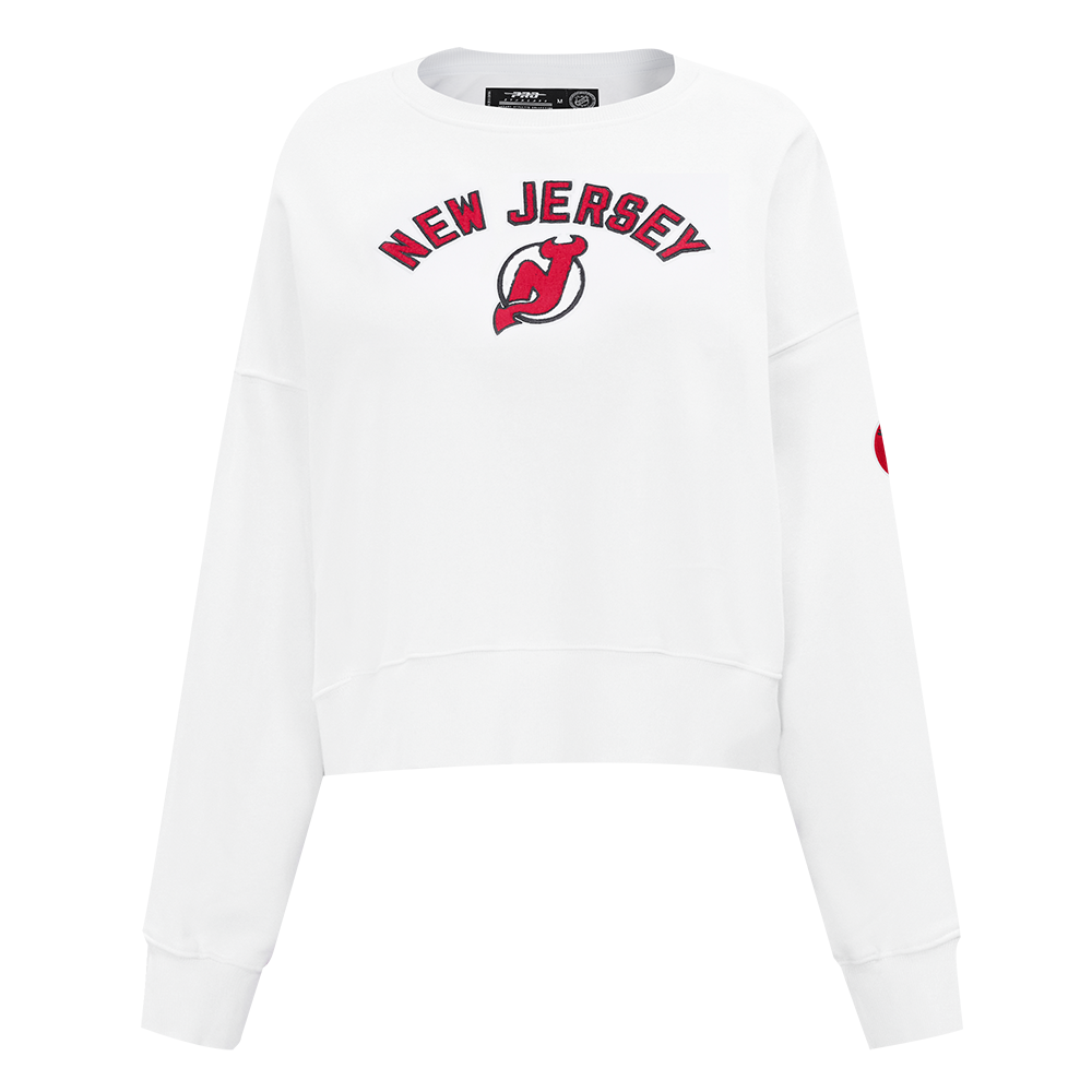 SUDADERA DE CUELLO REDONDO NHL NEW JERSEY DEVILS CLASSIC CHENILLE PARA MUJER