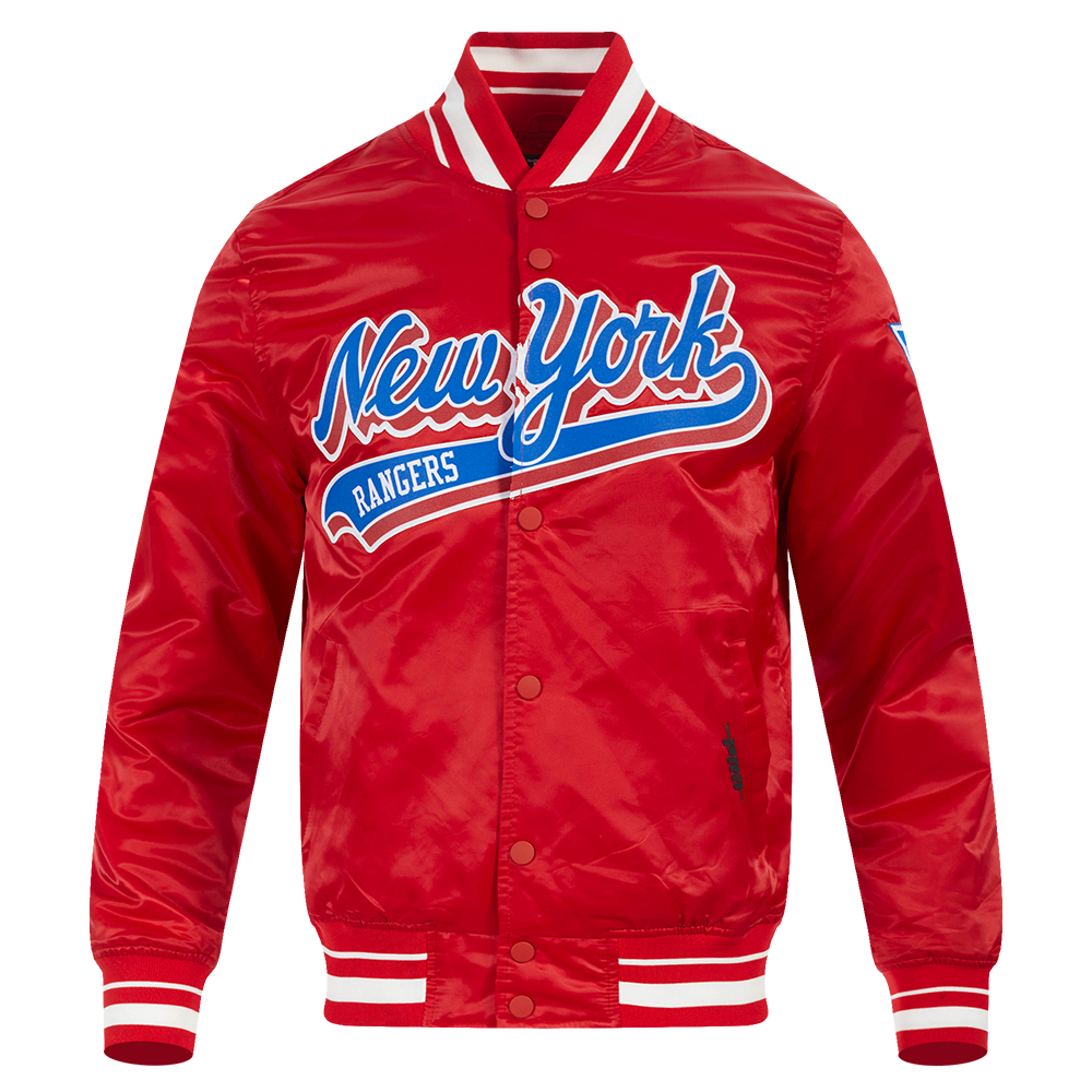 CHAMARRA DE SATÉN NHL NEW YORK RANGERS SCRIPT TAIL