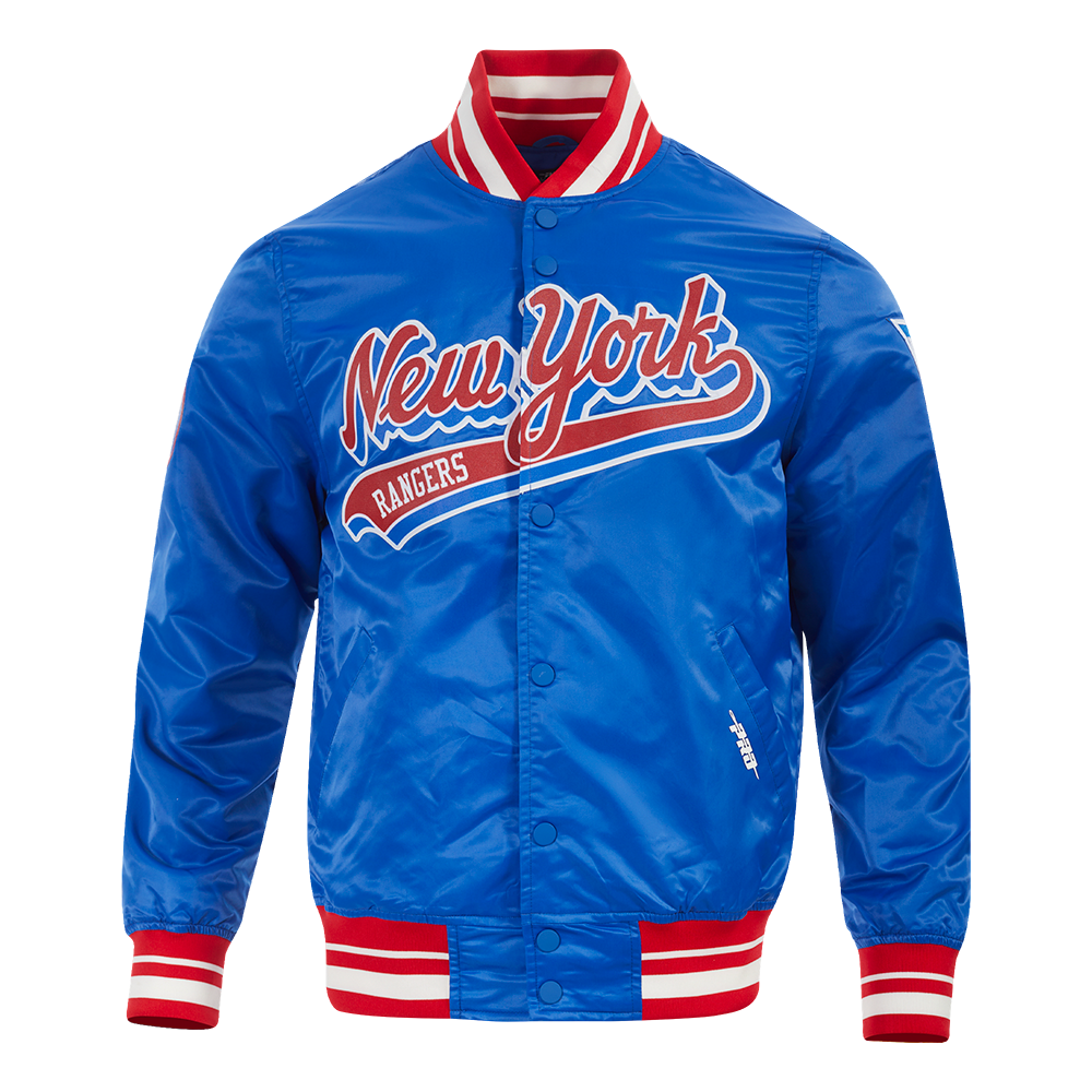 CHAMARRA DE SATÉN NHL NEW YORK RANGERS SCRIPT TAIL