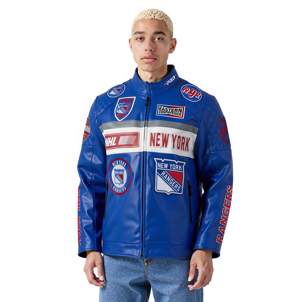 CHAMARRA DE PIEL NHL NEW YORK RANGERS MOTO JACKET