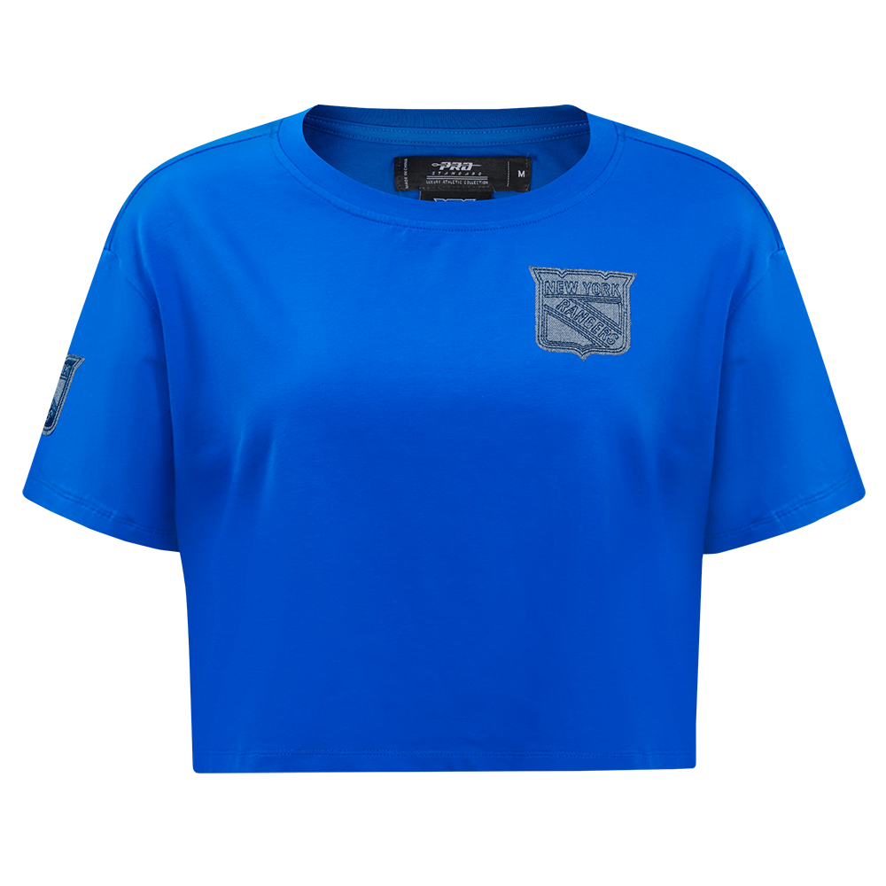 PLAYERA CROP NHL NEW YORK RANGERS VARSITY BLUES PARA MUJER