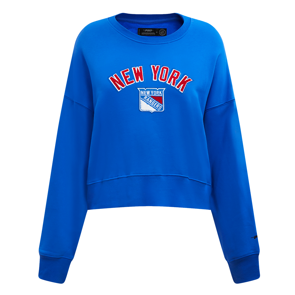 SUDADERA DE CUELLO REDONDO NHL NEW YORK RANGERS CLASSIC CHENILLE PARA MUJER