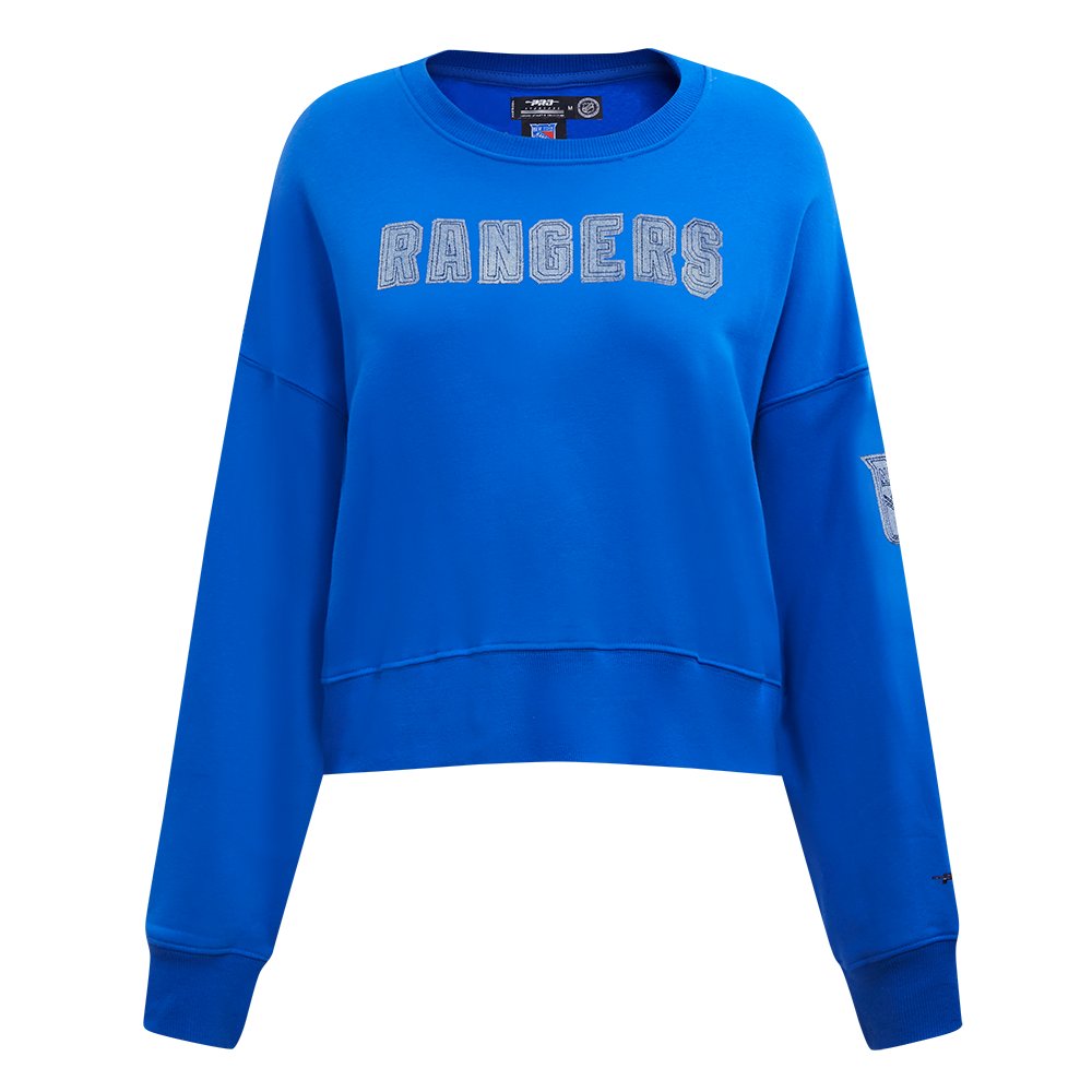 SUDADERA DE CUELLO REDONDO NHL NEW YORK RANGERS VARSITY BLUES PARA MUJER