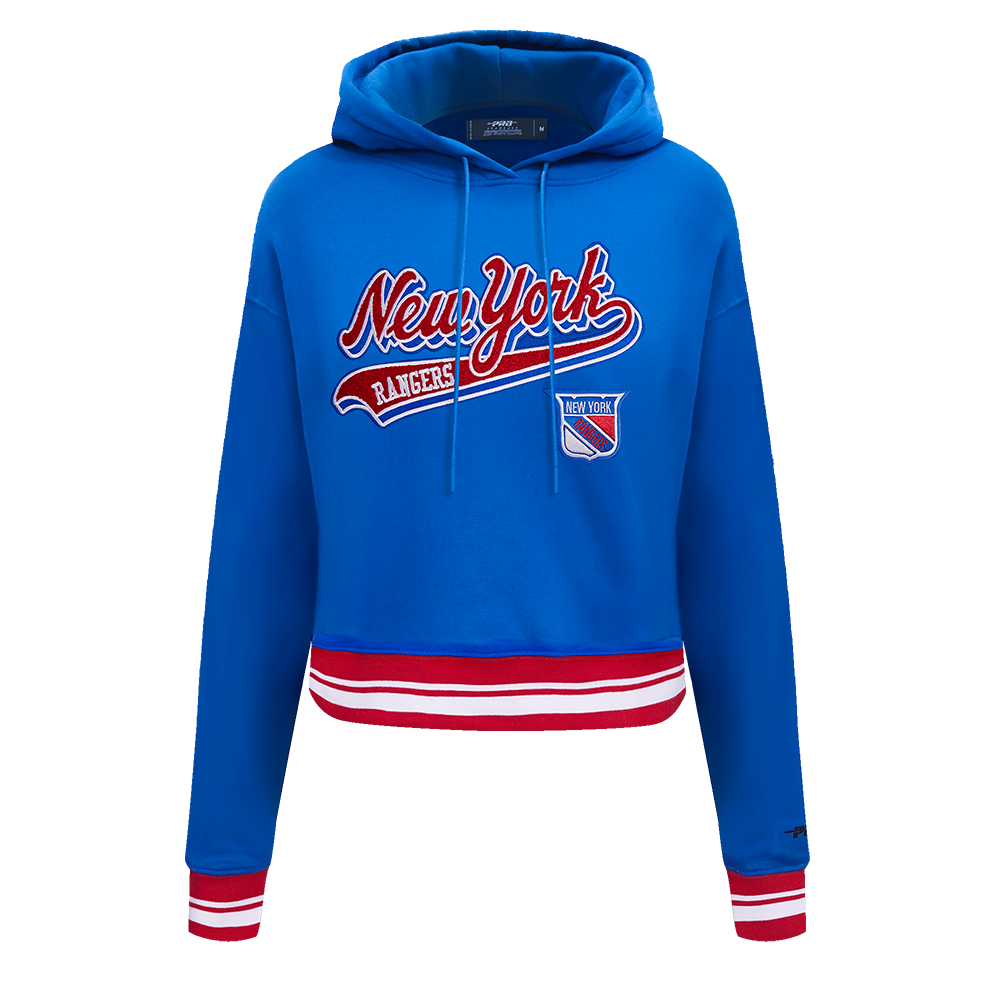 SUDADERA CON GORRO NHL NEW YORK RANGERS SCRIPT TAIL PARA MUJER