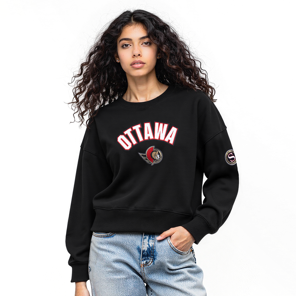 SUDADERA DE CUELLO REDONDO NHL OTTAWA SENATORS CLASSIC CHENILLE PARA MUJER