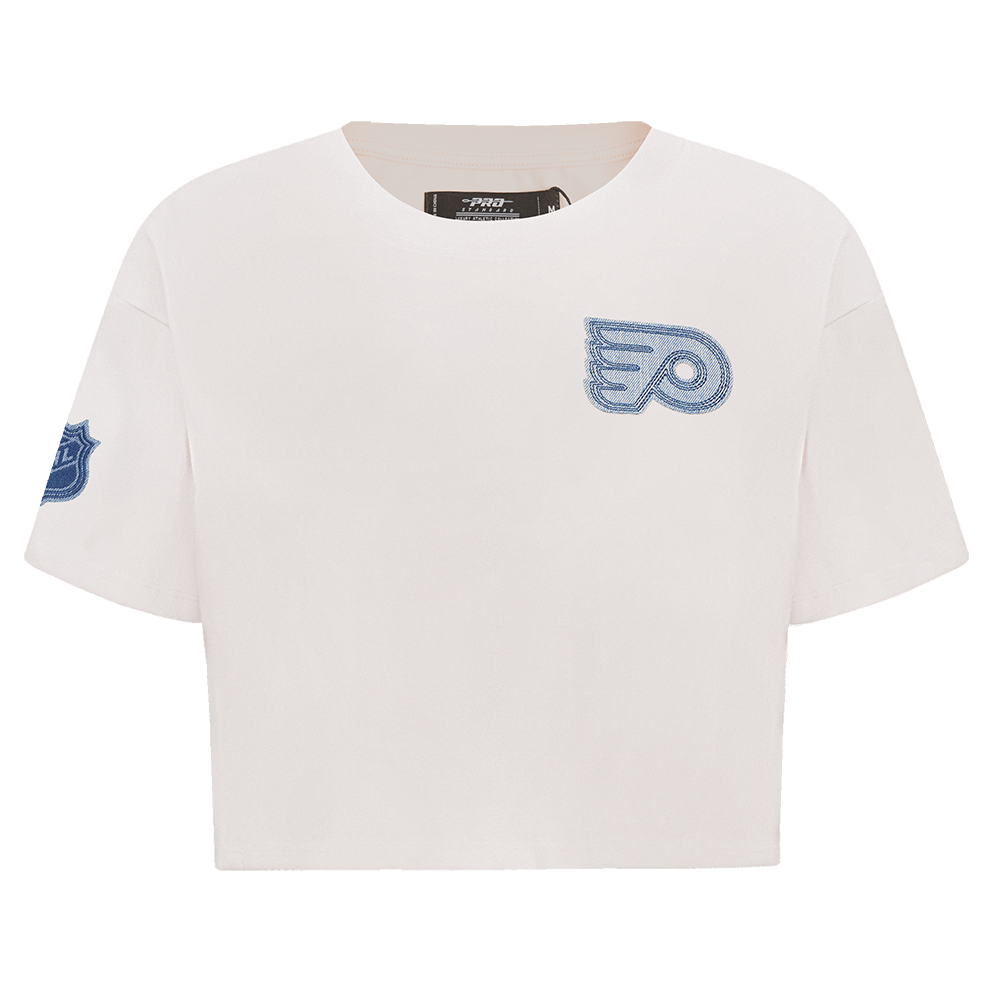 PLAYERA CROP NHL PHILADELPHIA FLYERS VARSITY BLUES PARA MUJER