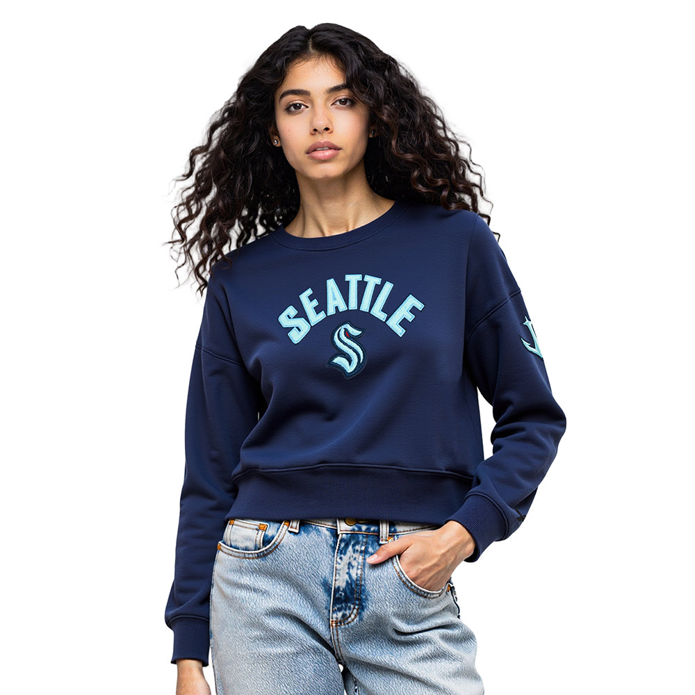 SUDADERA DE CUELLO REDONDO NHL SEATTLE KRAKEN CLASSIC CHENILLE PARA MUJER