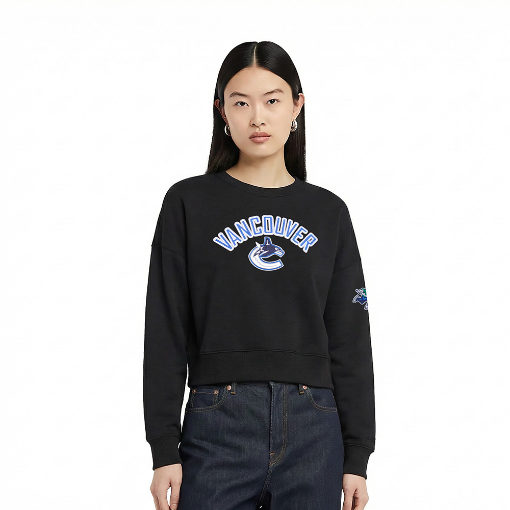 SUDADERA DE CUELLO REDONDO NHL VANCOUVER CANUCKS CLASSIC CHENILLE PARA MUJER
