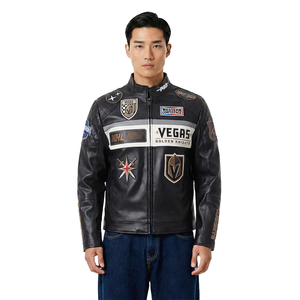 CHAMARRA DE PIEL NHL VEGAS GOLDEN KNIGHTS MOTO JACKET
