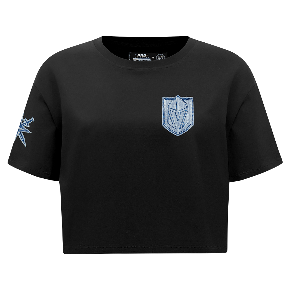 PLAYERA CROP NHL VEGAS GOLDEN KNIGHTS VARSITY BLUES PARA MUJER