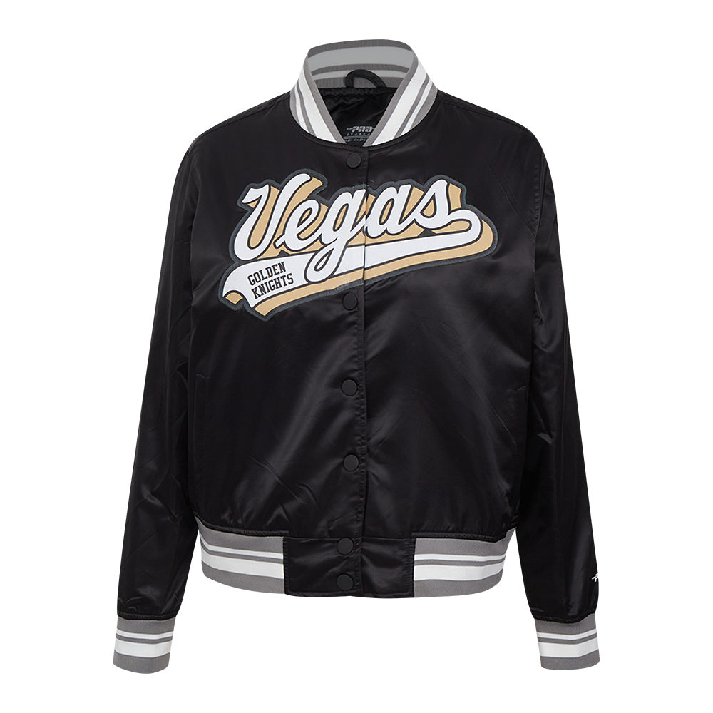 CHAMARRA DE SATÍN NHL VEGAS GOLDEN KNIGHTS SCRIPT TAIL PARA MUJER