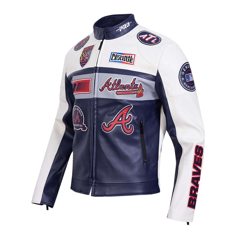 CHAMARRA DE PIEL MLB ATLANTA BRAVES MOTO JACKET