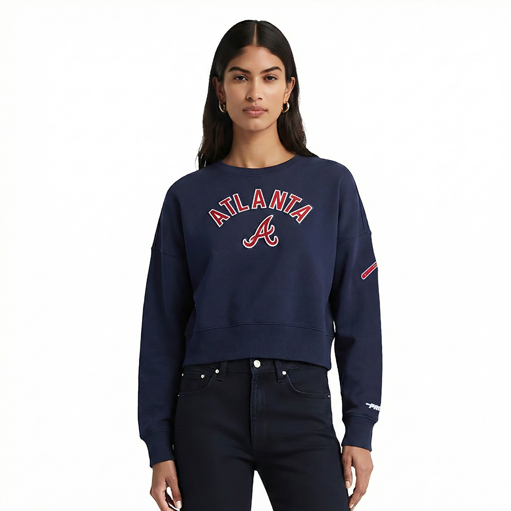 SUDADERA DE CUELLO REDONDO MLB ATLANTA BRAVES CLASSIC CHENILLE PARA MUJER