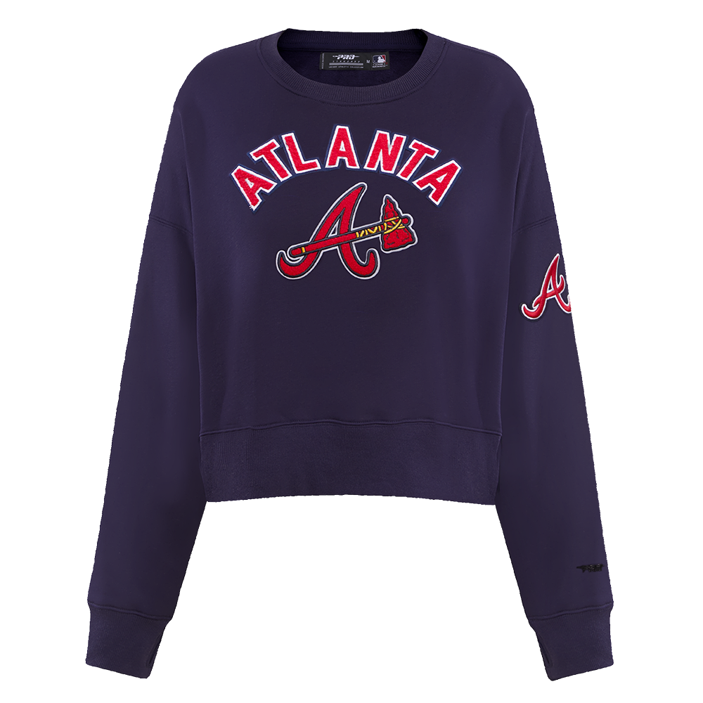 SUDADERA DE CUELLO REDONDO MLB ATLANTA BRAVES CLASSIC ESSENTIALS PARA MUJER