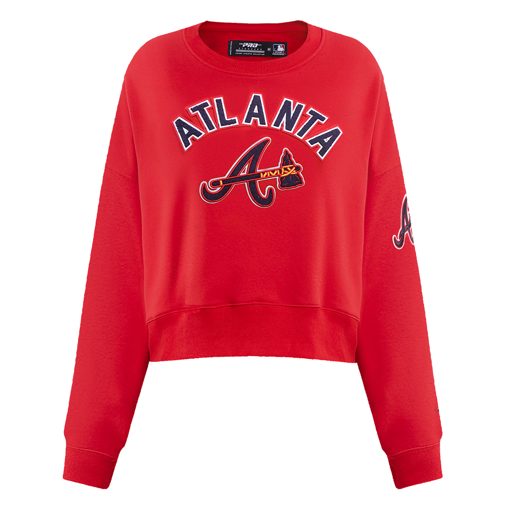 SUDADERA DE CUELLO REDONDO MLB ATLANTA BRAVES CLASSIC ESSENTIALS PARA MUJER