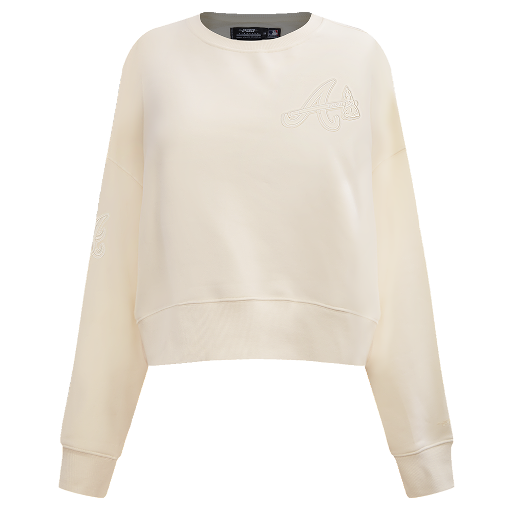 SUDADERA DE CUELLO REDONDO MLB ATLANTA BRAVES NEUTRAL PARA MUJER