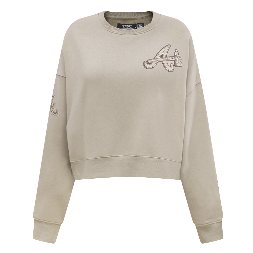 SUDADERA DE CUELLO REDONDO MLB ATLANTA BRAVES NEUTRAL PARA MUJER