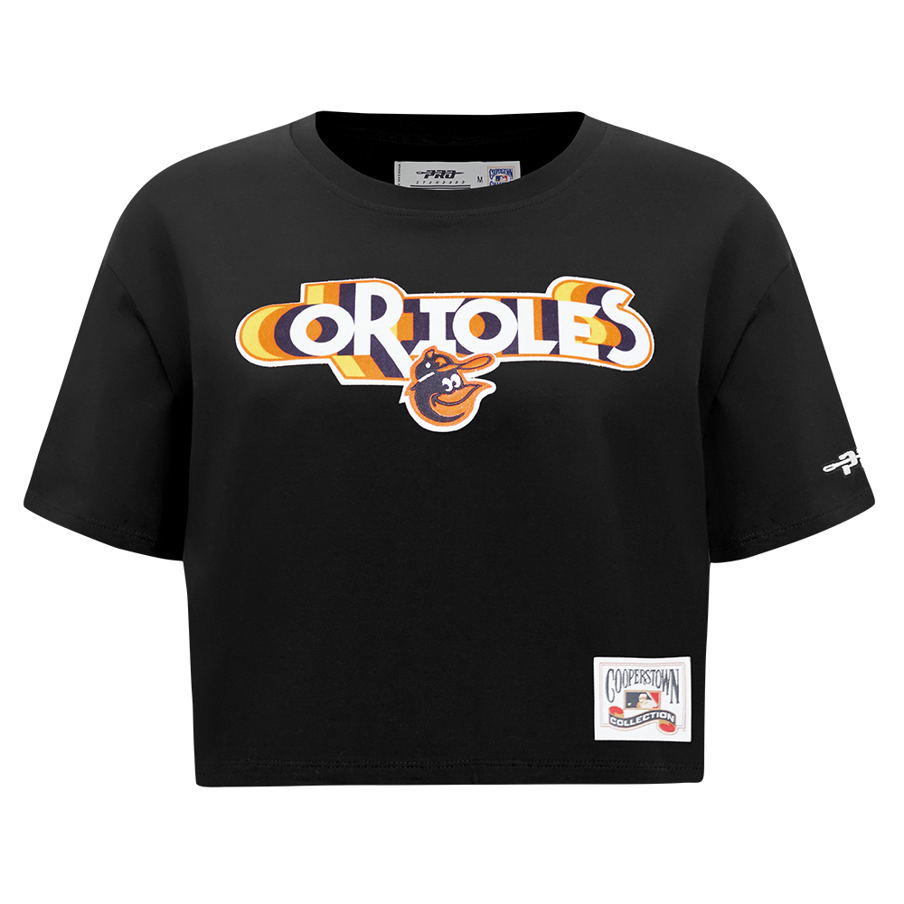MANGA CORTA CROP MLB BALTIMORE ORIOLES RETRO ELEVATION PARA MUJER