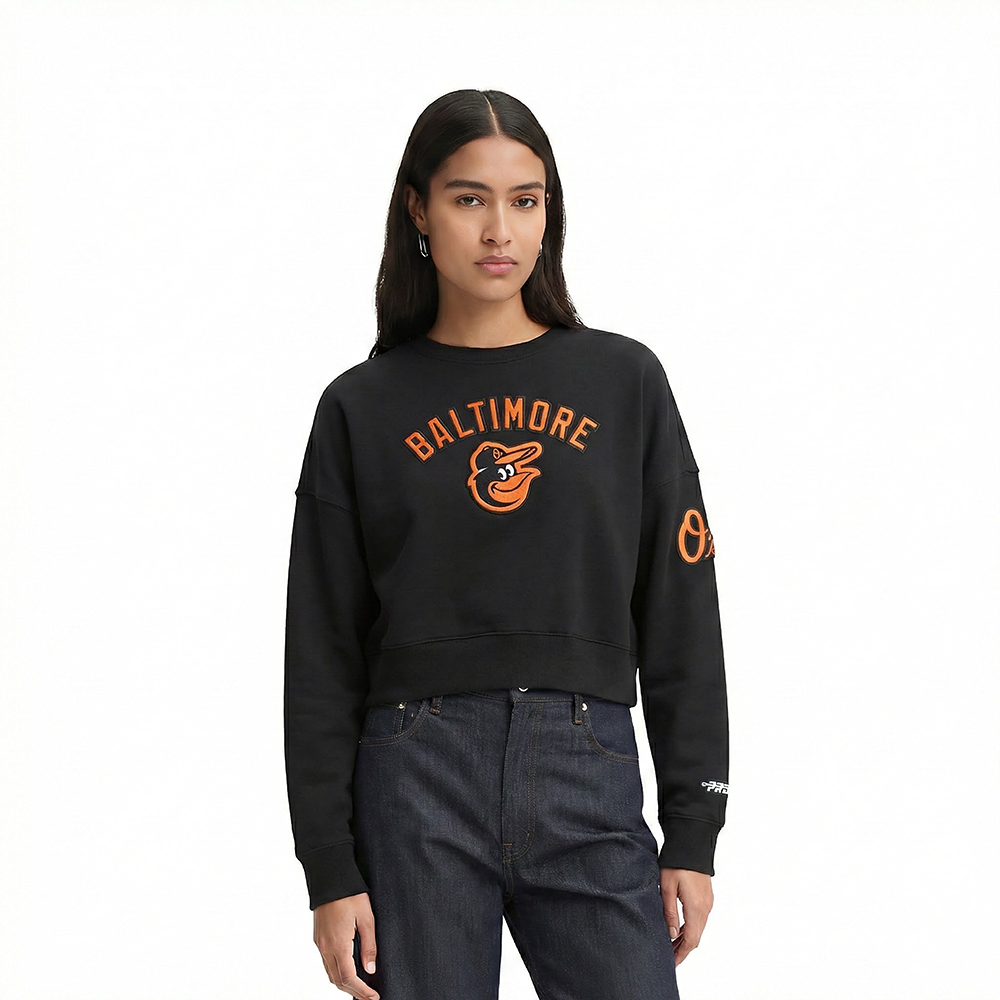 SUDADERA DE CUELLO REDONDO MLB BALTIMORE ORIOLES CLASSIC CHENILLE PARA MUJER