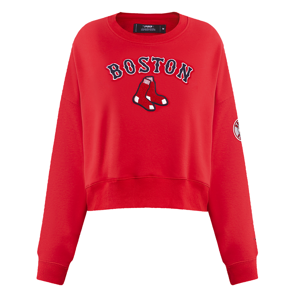 SUDADERA DE CUELLO REDONDO MLB BOSTON RED SOX CLASSIC ESSENTIALS PARA MUJER