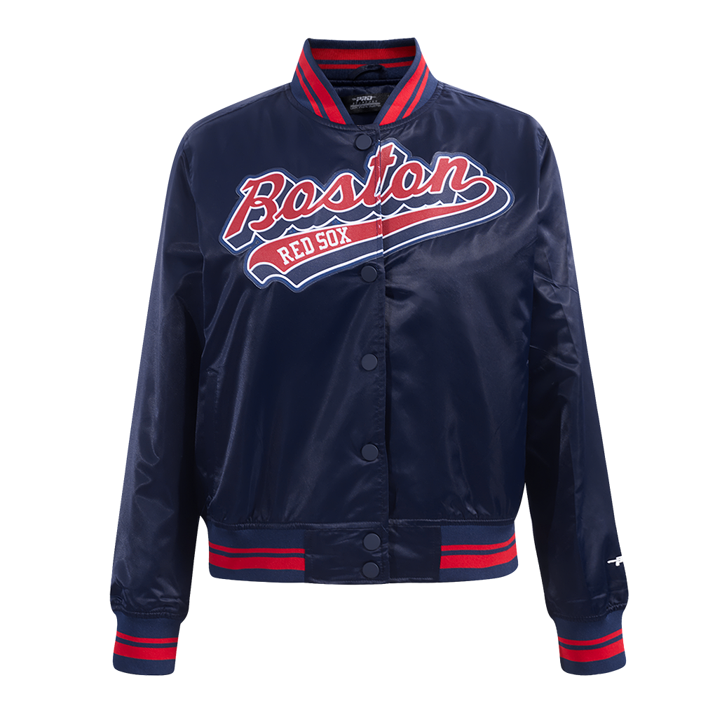 CHAMARRA DE SATÍN MLB BOSTON RED SOX SCRIPT TAIL PARA MUJER