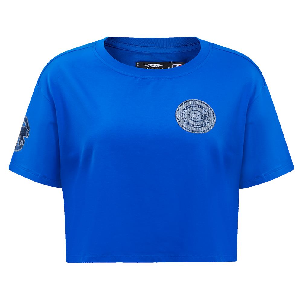 MANGA CORTA CROP MLB CHICAGO CUBS VARSITY BLUES PARA MUJER