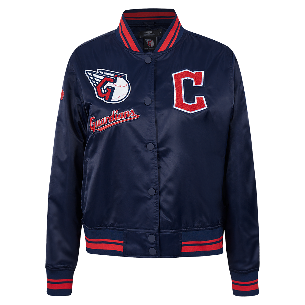 CHAMARRA DE SATÉN MLB CLEVELAND GUARDIANS RETRO CLASSICS PARA MUJER