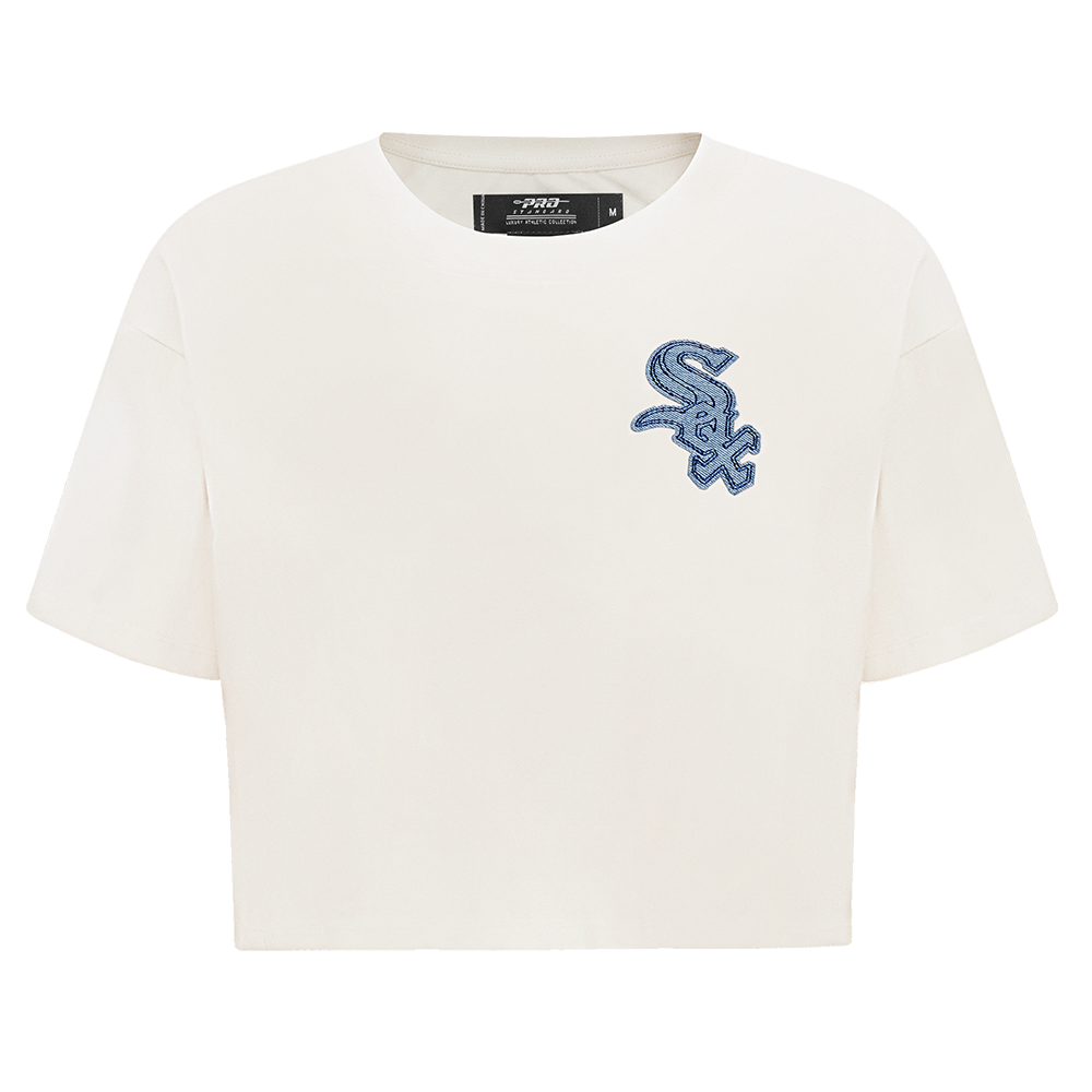MANGA CORTA CROP MLB CHICAGO WHITE SOX VARSITY BLUES PARA MUJER