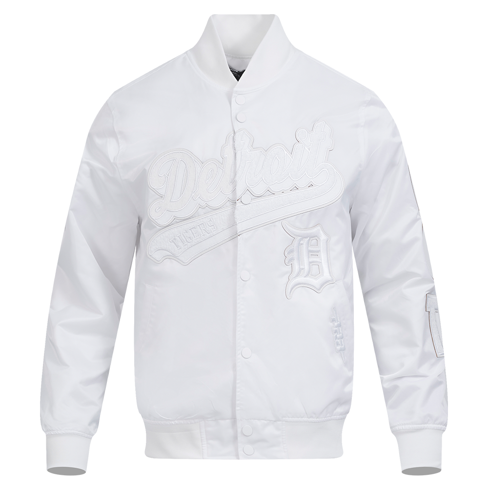 CHAMARRA DE SATÍN MLB DETROIT TIGERS WHITE OUT