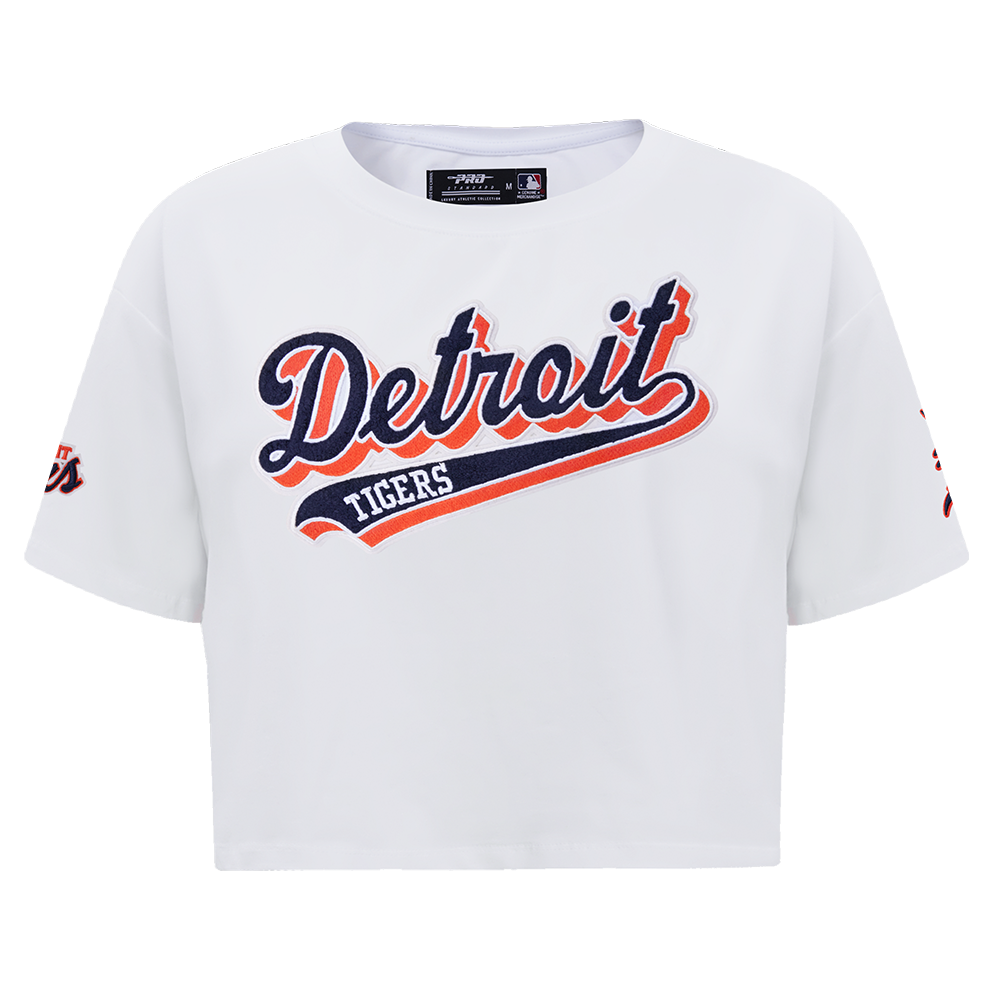 MANGA CORTA CROP MLB DETROIT TIGERS SCRIPT TAIL PARA MUJER