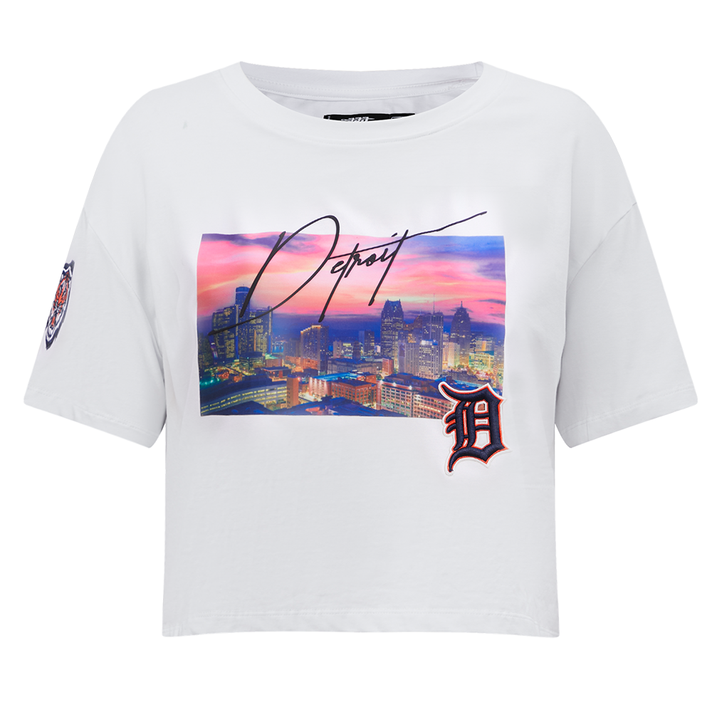 MANGA CORTA CROP MLB DETROIT TIGERS CITY SCAPE PARA MUJER