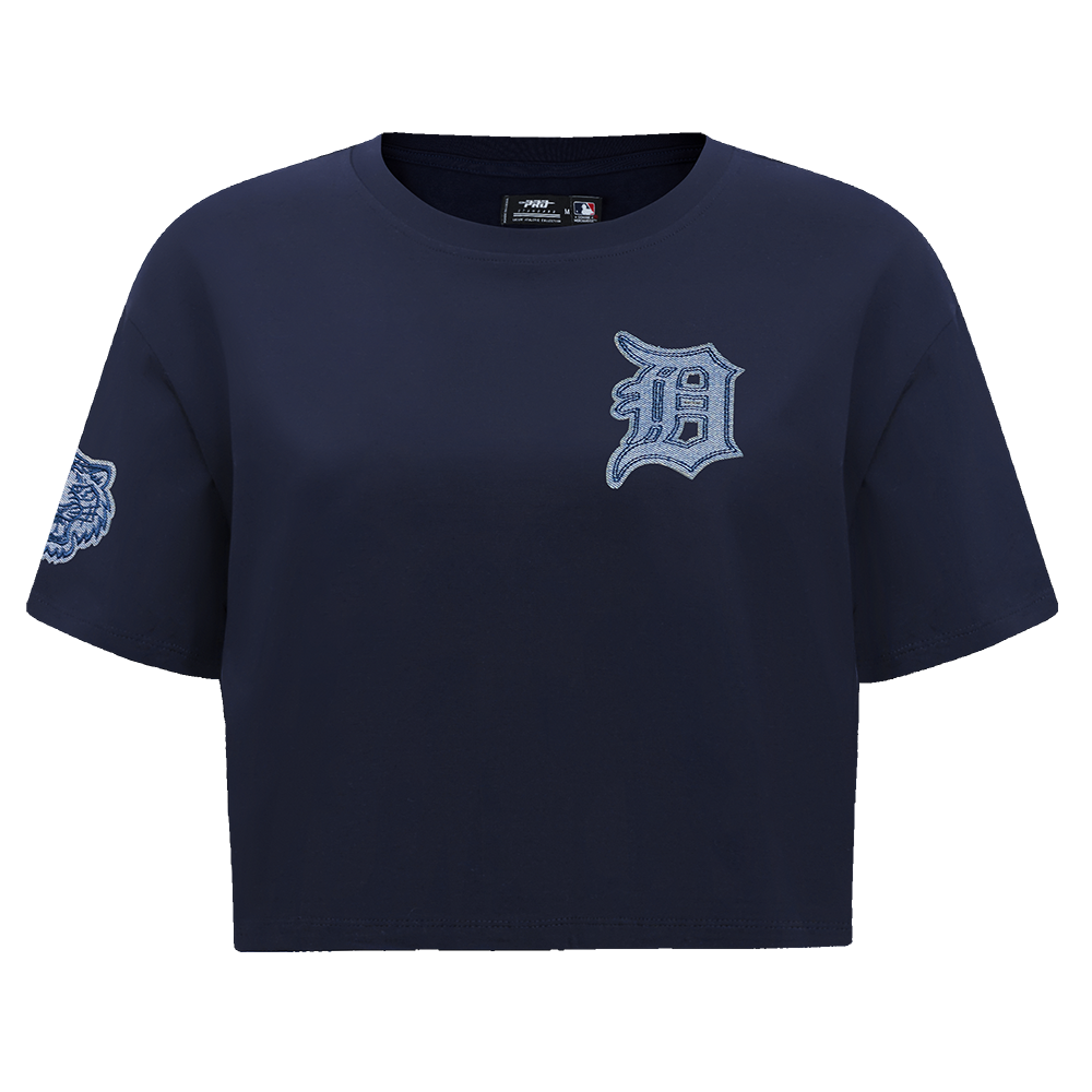 MANGA CORTA CROP MLB DETROIT TIGERS VARSITY BLUES PARA MUJER