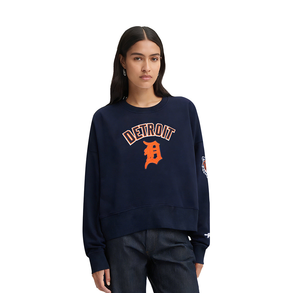 SUDADERA DE CUELLO REDONDO MLB DETROIT TIGERS CLASSIC CHENILLE PARA MUJER